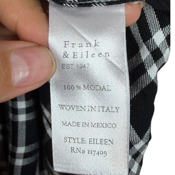 Frank & Eileen Black and White Modal Plaid Button Up Long Sleeve Top Size Medium - Picture 12 of 12